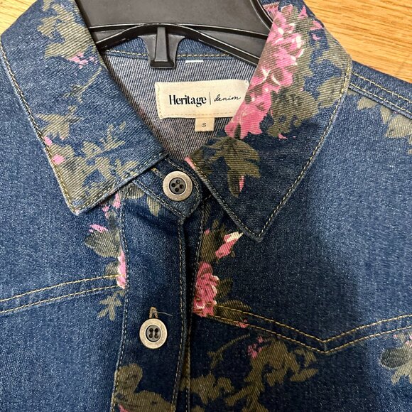 Heritage Denim Rose Print Western Shirt - Picture 7 of 12